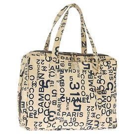 CHANEL Bisy Linie Tote Bag aus Canvas Weiß CC Auth 141391 Weiß