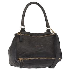 Bolsa de mão Pandora GIVENCHY em couro 2 em 1 preta e dourada Auth bs29556 Preto Dourado