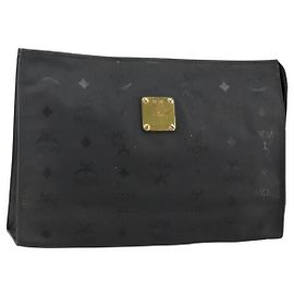 MCM Logogram Vicetos Clutch Bag PVC Nero Auth am9105 Nero