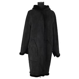 Loewe Schwarzer Wildledermantel Schwarz