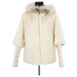 Yves Salomon White fur coat White
