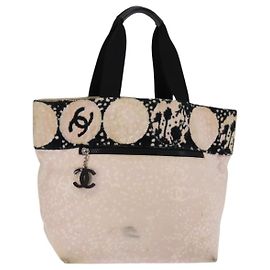 CHANEL Borsa Tote Alta Estate Canvas Rosa Argento CC Auth 142684 Argento Rosa