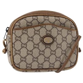 Borsa a Spalla GUCCI GG Plus Supreme in Pelle PVC Beige Oro Auth th6320 Beige D'oro