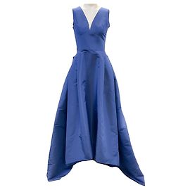 Carolina Herrera Blaues Seiden-Taftkleid / Festkleid Blau