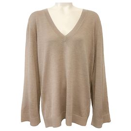 Totême Suéter de V en seda / cachemira topo Toteme Beige