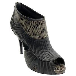 Christian Dior Grey Temptation Python Strappy Peep Toe Ankle Booties Grey