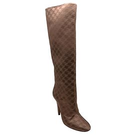 Fendi Light Brown Karligraphy Tall Boots Brown