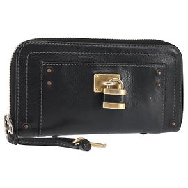 Chloé Chloe Paddington Long Wallet Leather Black Auth am9065 Black