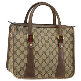 Borsa Gucci GG Supreme Web Sherry Line PVC Beige 58 02 039 Auth th6355 Beige