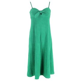 Zimmermann Vestido midi em algodão verde com laço frontal Zimmerman Teddy Verde