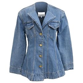 Blazer ajustado Ganni Cutline em denim azul claro Azul Azul claro