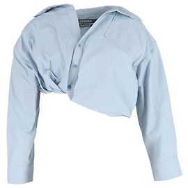 Jacquemus Mejean Cropped Popeline-Hemd aus hellblauer Baumwolle Blau Hellblau