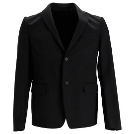 Prada Single-Breasted Blazer with Pockets in Black Polyester  Black