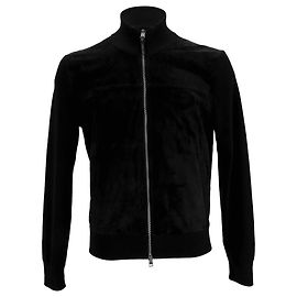 Tom Ford Strickjacke aus schwarzer Wolle und Samt Schwarz