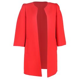 Akris Double-Face Open Coat in Red Wool Red