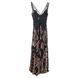 Abito maxi in chiffon con pannelli in pizzo Etro in seta nera Nero