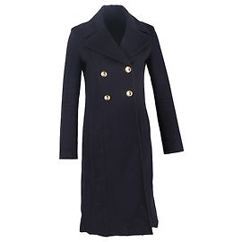 Valentino Garavani Double-Breasted Long Coat in Dark Navy Wool Blue Navy blue