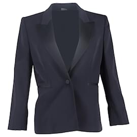 Alexander Mcqueen-Alexander McQueen Tuxedo Jacket in Black Wool-Blue,Navy blue