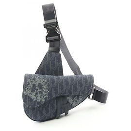 Sac 2 en 2 de toile TEARS Saddle de Dior Bleu Bleu Marine