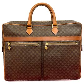 Céline Celine Macadam Blazon Leather Briefcase Brown