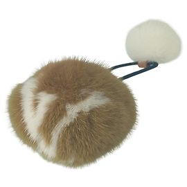 Elástico de cabelo de pele de vison Louis Vuitton Marrom Branco