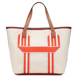 Borsa Tote Pursangle in Toile e Clémence Marrone Hermès Marrone Beige