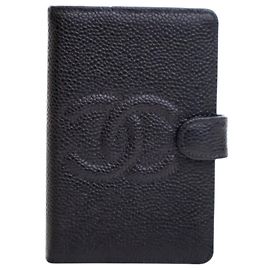 Chanel Black CC Caviar Ring Agenda Notebook Black