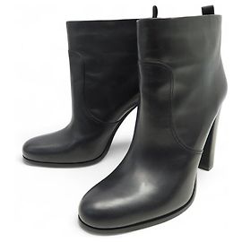 PRADA BLACK LEATHER ANKLE BOOTS SIZE 40 Black
