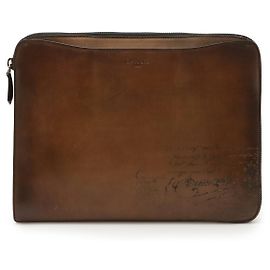 Berluti Calligraphy Leather Briefcase Brown Brown