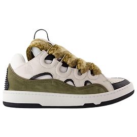 Baskets Curb - Lanvin - Synthétique - Blanc/Kaki Blanc