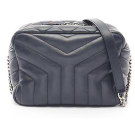 Yves Saint Laurent Bolsa de Ombro em Couro Loulou Bowling da Saint Laurent Paris Azul