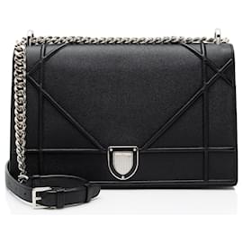Dior-Dior Grained Calfskin Diorama Large Shoulder Bag-Black