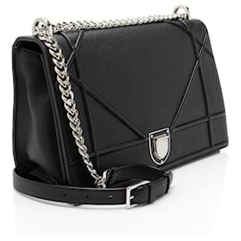 Dior-Dior Grained Calfskin Diorama Large Shoulder Bag-Black