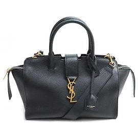 Yves Saint Laurent Saint Laurent Downtown Cabas Leather 2way Handbag Black