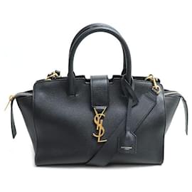 Yves Saint Laurent Bolsa de couro Downtown Cabas 2 em 1 Saint Laurent Preto