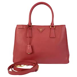 Bolsa tote de couro com logo triangular Prada Rosa