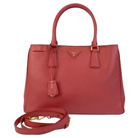 Prada Leather Triangle Logo Tote Bag Pink