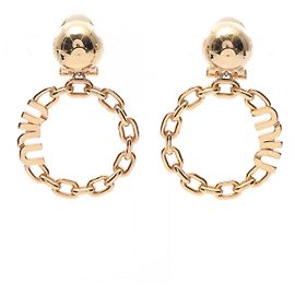 Orecchini Logo Miu Miu D'oro Metallico