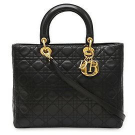Dior Lady Dior Tote Bag aus Lammleder Schwarz Schwarz