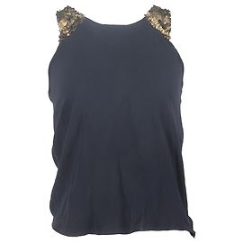 Chloé Sleeveless Top With Sequins in Black Silk  Black