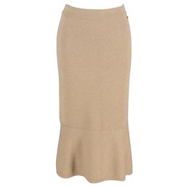 Falda midi acampanada Chanel en cachemira dorada Dorado