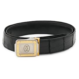 Cartier-Cinto de crocodilo Cartier Santos-Preto