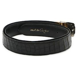 Cartier-Cinto de crocodilo Cartier Santos-Preto