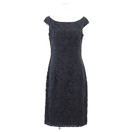 Christian Dior Blumen Spitzenkleid Blau Marineblau