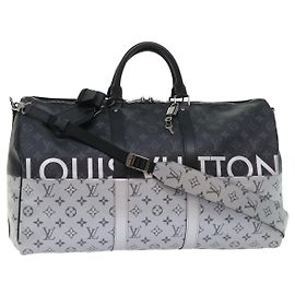 Bolsa Keepall Bandoulière Louis Vuitton Monogram Eclipse Split Canvas 50 Preto