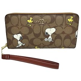 COACH Signature Reißverschluss-Geldbörse CE705 Weiß Beige Gelb