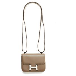Hermès 2011 Borsa Constance 14 Micro Etoupe Pelle Epsom Argento HDW Taupe