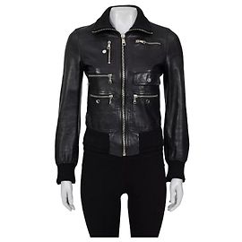 Schwarze Lederjacke von Dolce & Gabbana - IT38 / XS Schwarz
