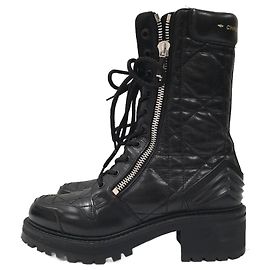 Bottes de combat en cuir matelassé Cannage DIOR D-LEADER - 39 Noir
