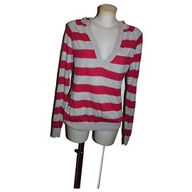 Tommy Hilfiger gestreifter Oversized Hoodie Pullover rot grau Rot Grau